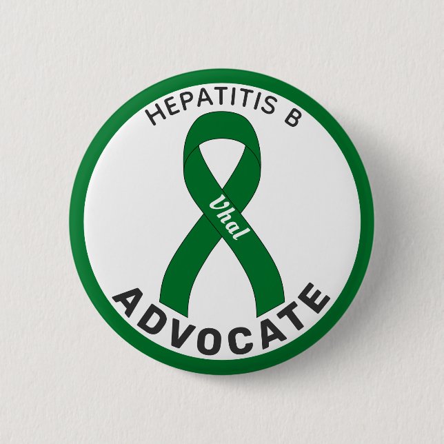Hepatit B Advocate Ribbon White Button Knapp (Framsida)