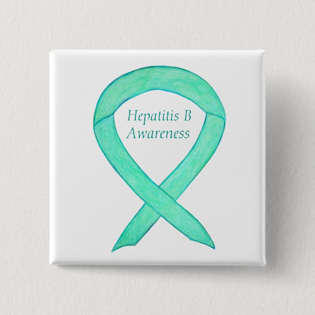 Hepatit B (HBV) Jade Awareness Ribbon Anpassningsb Knapp (Framsida)