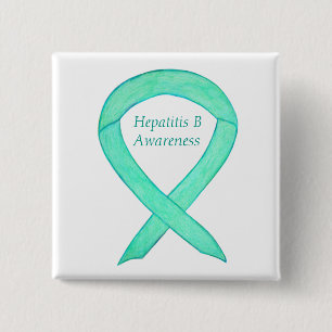 Hepatit B (HBV) Jade Awareness Ribbon Anpassningsb Knapp