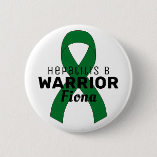 Hepatit B Warrior Ribbon White Button Knapp
