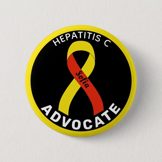 Hepatit C Advocate Ribbon Black Button Knapp (Framsida)