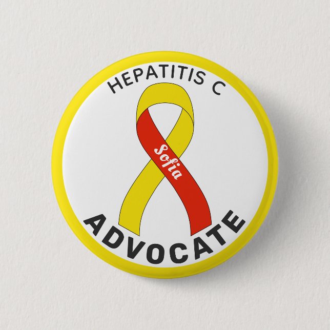 Hepatit C Advocate Ribbon White Button Knapp (Framsida)
