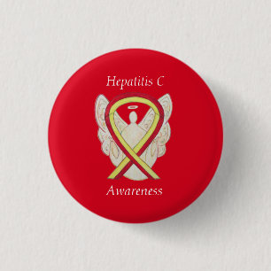 Hepatit C (HCV) Medvetenhet Angel Ribbon Stift Knapp