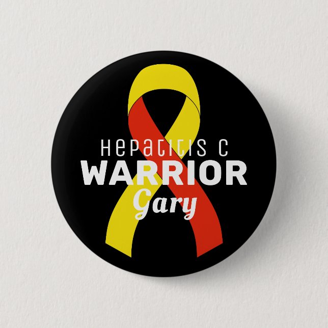 Hepatit C Warrior Ribbon Black Button Knapp (Framsida)
