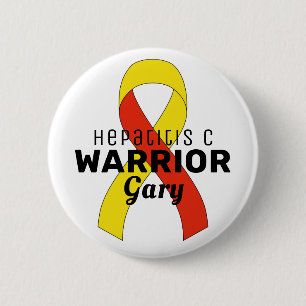 Hepatit C Warrior Ribbon White Button Knapp