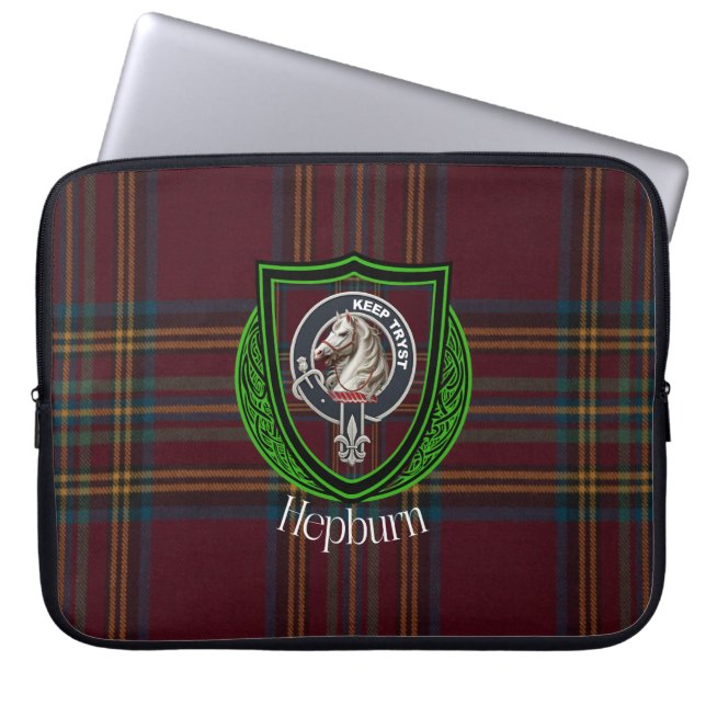 Hepburn Scottish Clan Tartan and Crest  Laptop Fodral (Framsidan)