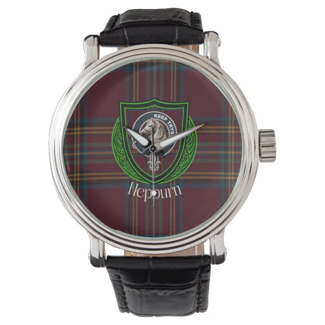 Hepburn Scottish Clan Tartan & Crest Armbandsur (Framsida)