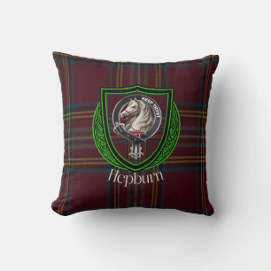 Hepburn Scottish Klan Tartan & Vapensköld Kudde