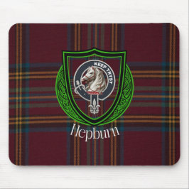 Hepburn skotsk klan tartan och vapen musmatta