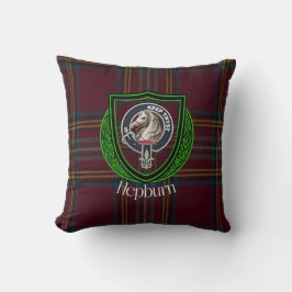 Hepburn skotska klan tartan och vapen kudde
