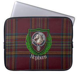 Hepburn skotska klans tartan och vapensköld laptop fodral