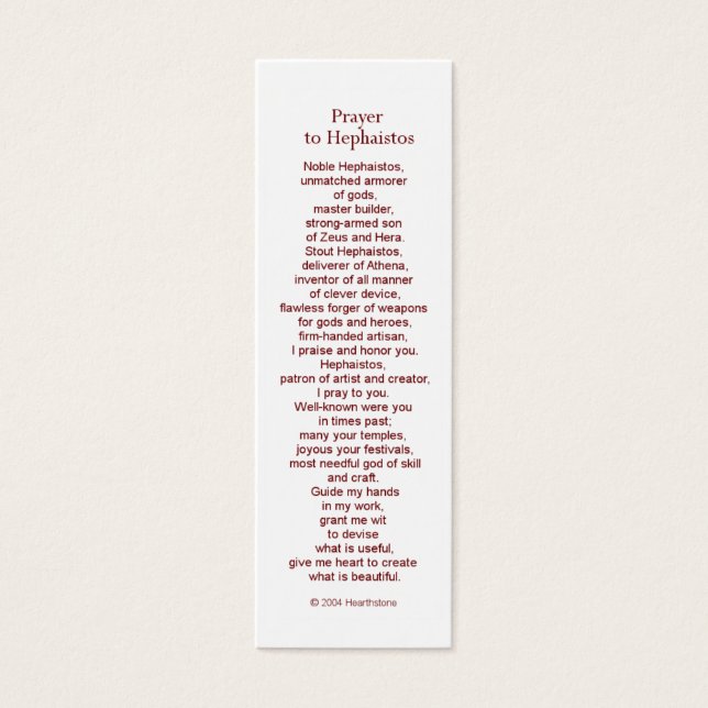 Hephaestus-bön (Hephaistos) Litet Visitkort (Framsidan)