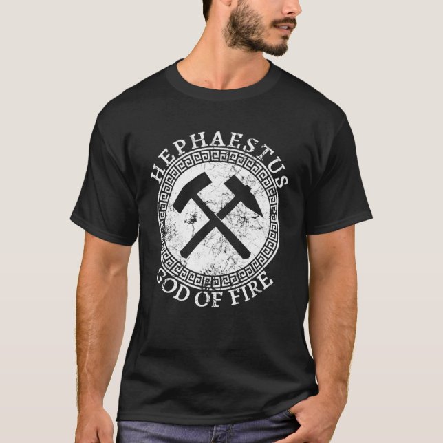 Hephaestus Greek God Of Fire Smithing And Crafting T Shirt (Framsida)