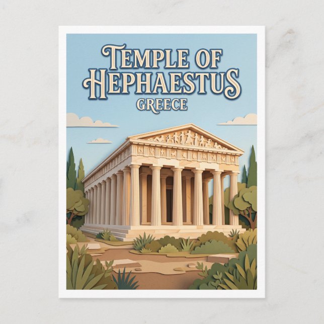 Hephaestus tempel Aten Grekland Vykort (Framsida)