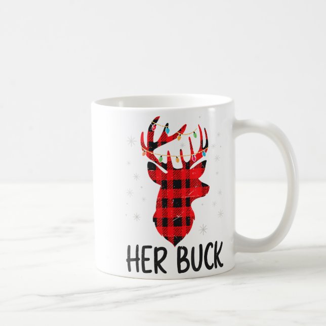 Her Buck Deer Hunting Christmas Husband Gift Coupl Kaffemugg (Höger)