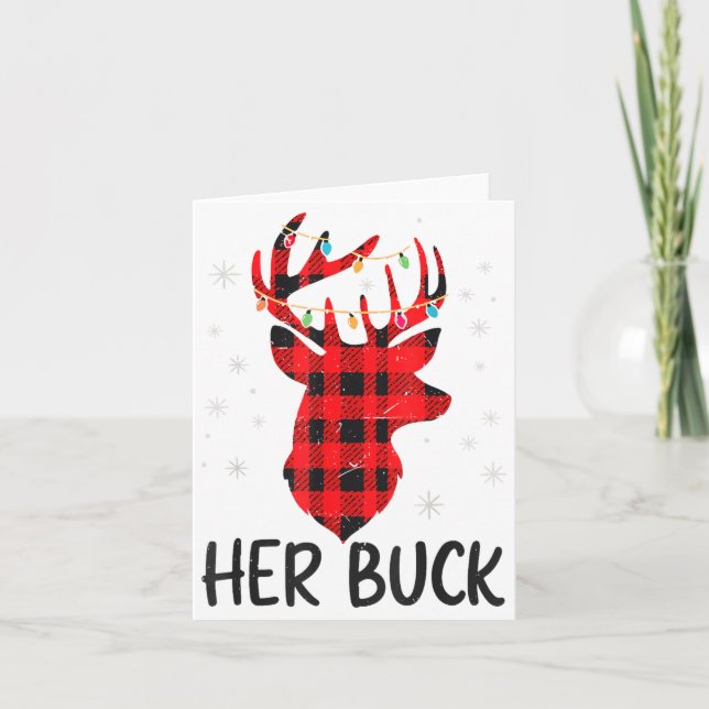 Her Buck Deer Hunting Christmas Husband Gift Coupl Kort (Framsida)