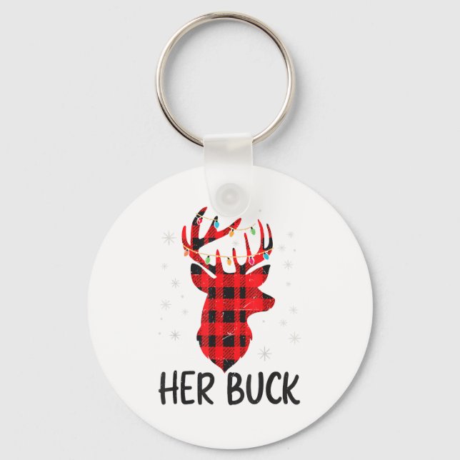 Her Buck Deer Hunting Christmas Husband Gift Coupl Nyckelring (Framsida)