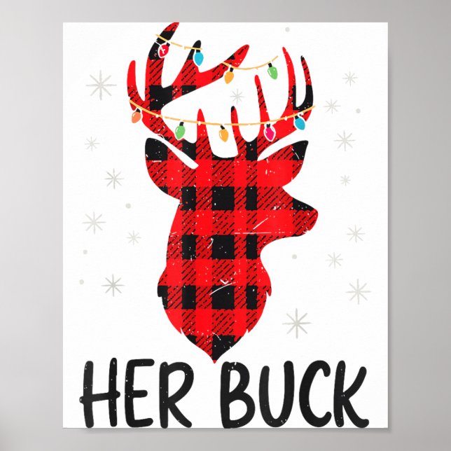 Her Buck Deer Hunting Christmas Husband Gift Coupl Poster (Framsidan)