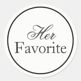 "Her Favorite" Bröllop Sticker Black and White Runt Klistermärke