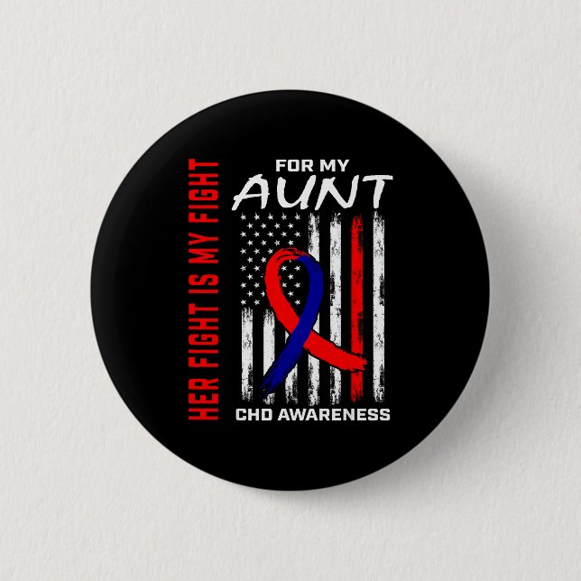 Her Fight Aunt Chd Awareness American Flag Graphic Knapp (Framsida)