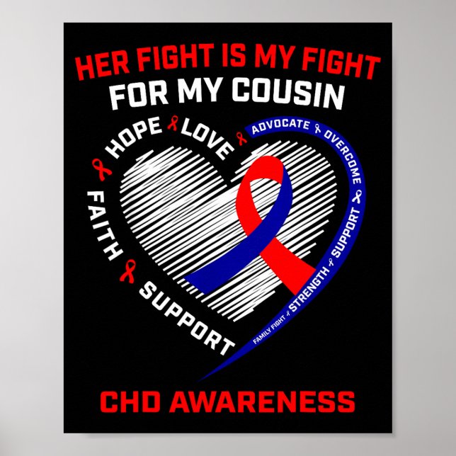 Her Fight Cousin Chd Awareness Heart Disease Graph Poster (Framsidan)
