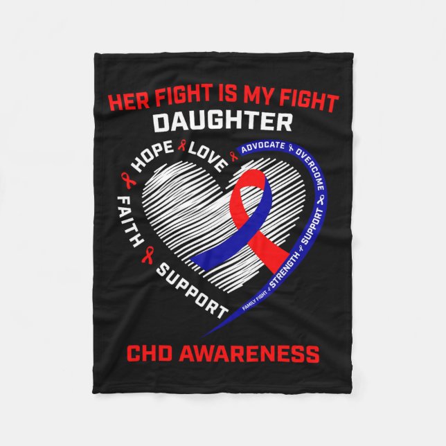 Her Fight Daughter Chd Awareness Heart Disease Gra Fleecefilt (Framsidan)