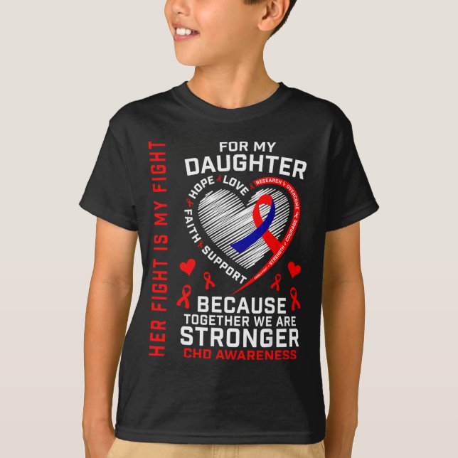 Her Fight Daughter Chd Awareness Heart Disease Gra T Shirt (Framsida)
