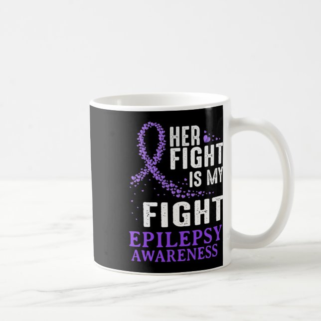 Her Fight Epilepsy Awareness Purple Ribbon Epilept Kaffemugg (Höger)