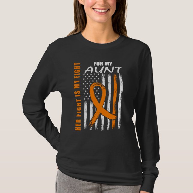 Her Fight Is My Fight Aunt Leukemia Awareness USA  T Shirt (Framsida)