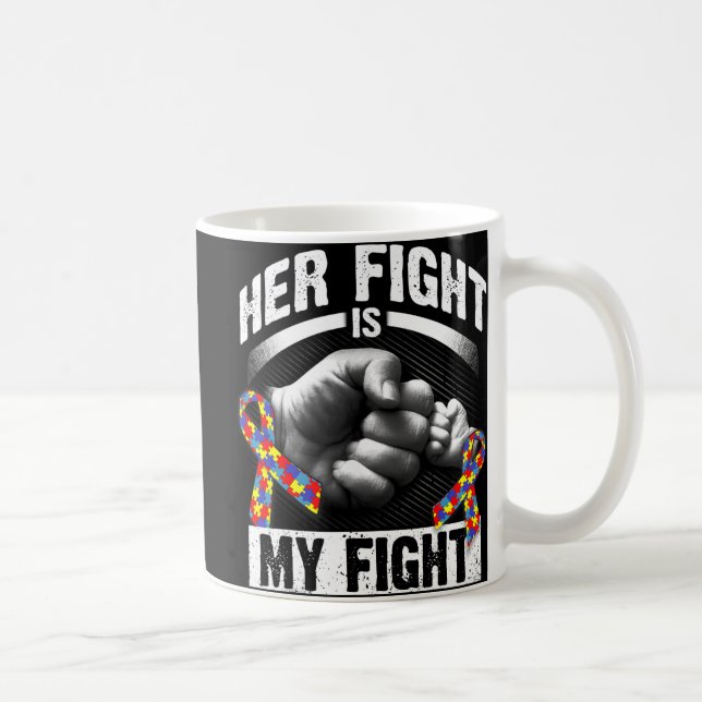 Her Fight Is My Fight Autism Awareness and Support Kaffemugg (Höger)