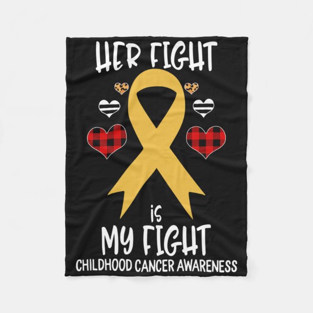 Her Fight Is My Fight Childhood Cancer Awareness B Fleecefilt (Framsidan)