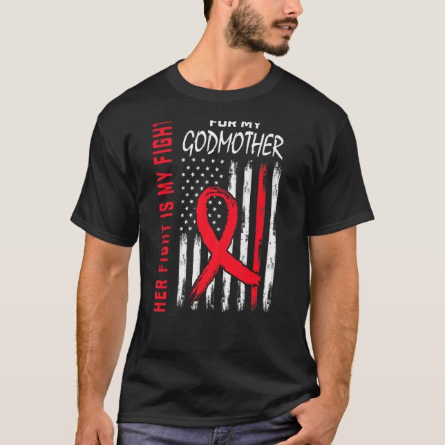 Her Fight is my Fight Godmother Heart Disease Awar T Shirt (Framsida)
