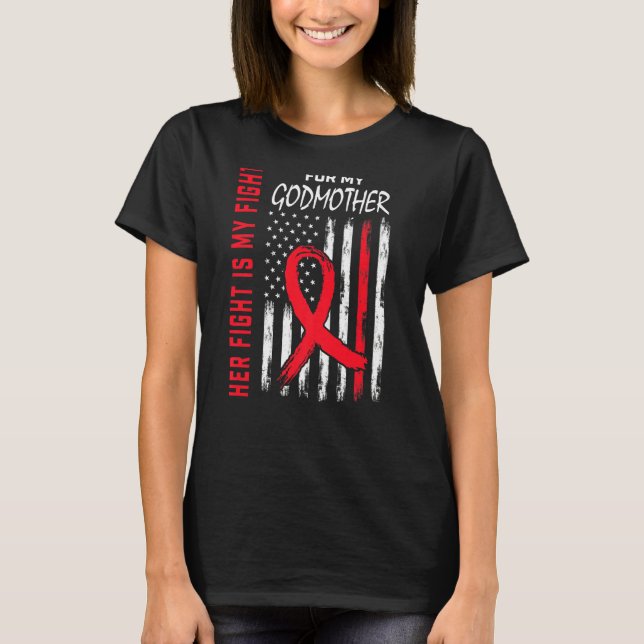 Her Fight is my Fight Godmother Heart Disease Awar T Shirt (Framsida)