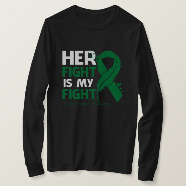 Her Fight Is My Fight LIVER CANCER AWARENESS Feath T Shirt (Design framsida)