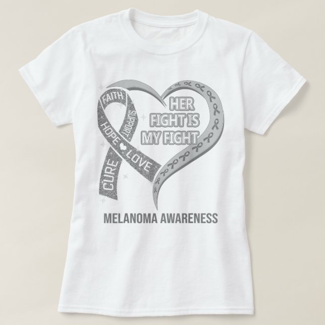 Her Fight Is My Fight Melanoma Awareness Ribbon He T Shirt (Design framsida)