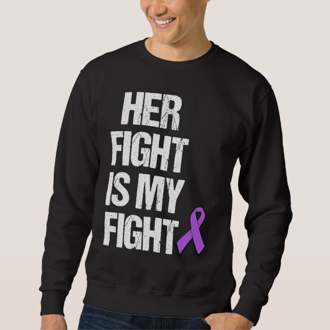 Her Fight Is My Fight Purple Ribbon Epilepsy Aware Lång Ärmad Tröja (Framsida)