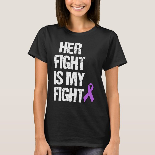 Her Fight Is My Fight Purple Ribbon Epilepsy Aware T Shirt (Framsida)