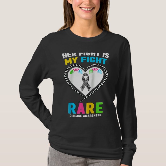 Her Fight is My Fight Rare Disease Awareness Ragla T Shirt (Framsida)