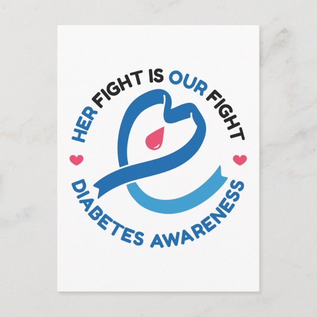 Her Fight Is Our Fight – Diabetes Awareness Vykort (Framsida)