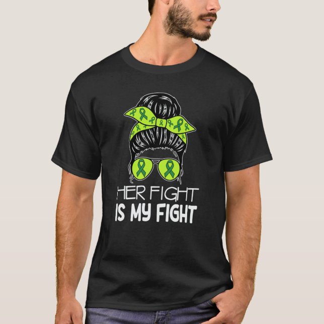 Her Fight My Fight Cerebral Palsy Messy Bun CP Awa T Shirt (Framsida)