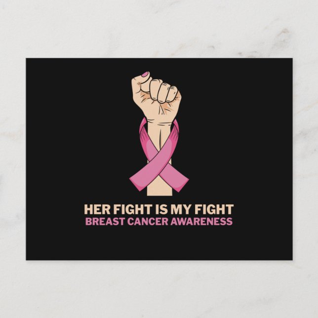 Her Fight My Fight Family Matching Breast Cancer Vykort (Framsida)