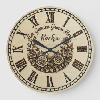 Her Garden Grows Here | Custom Name wall clock Stor Klocka