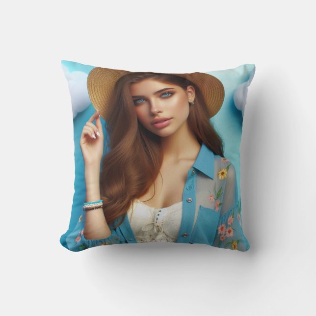 "Her gaze shines brighter than summer　クッション Kudde (Framsida)