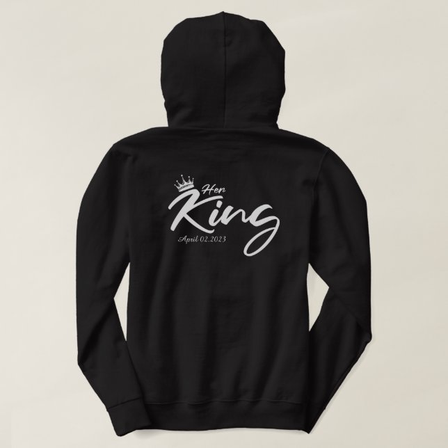 Her King - King Queen - Couple Matching Hoodie (Design baksida)