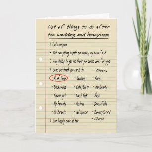 HER LIST - Maid or Matron of Honor - FUNNY Tack Kort
