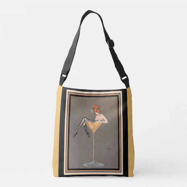 "Her Martini" Art Deco Crossbody Tote från 1920-ta Axelväska (Baksida)