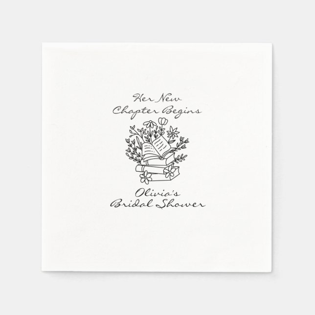 Her New Chapter Begins Book themed Bridal Shower Pappersservett (Framsidan)