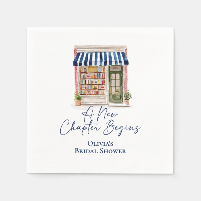 Her New Chapter Begins Book themed Bridal Shower Pappersservett (Framsidan)