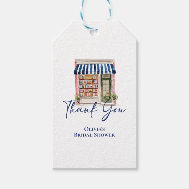 Her New Chapter Begins Book themed Bridal Shower Presentetikett (Framsidan)