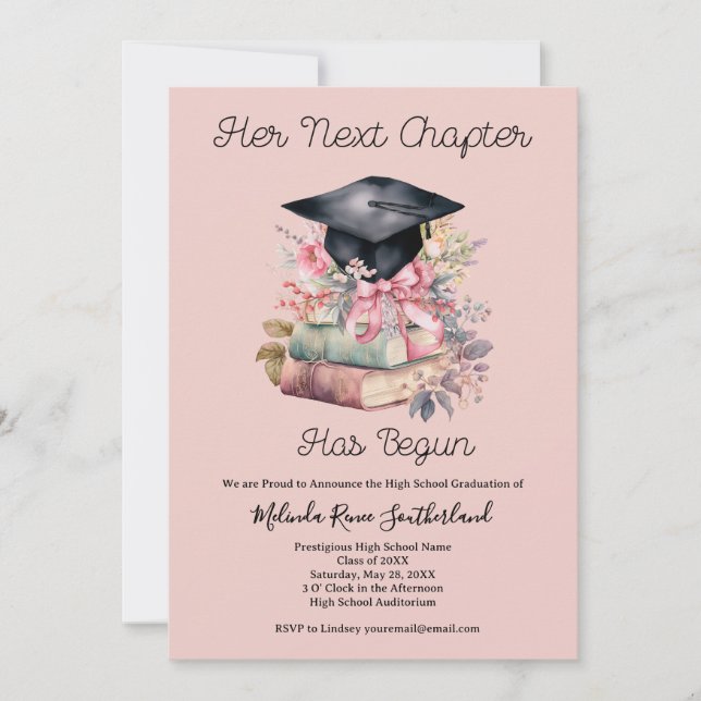 Her Next Chapter Graduation Announcement Inbjudningar (Framsida)